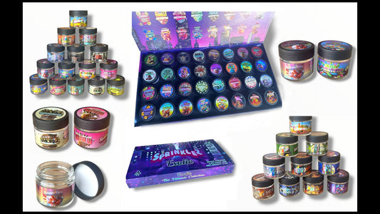 Sprinklez Variety Pack Exotic Glass Jars - Varity Pack 32 Strains in box Empty Jars