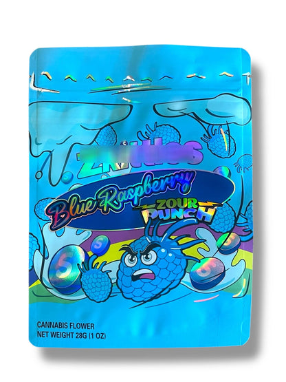 Blue Raspberry Zour Punch 1 OZ 28G empty Mylar bag 1 ounce (50 Count) - Black Unicorn Hub