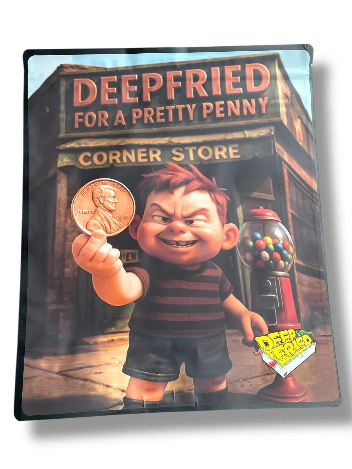 Deep Fried For A Pretty Penny Combo Sticker Mylar Bags | 16oz, 1oz & 3.5g - Black Unicorn Hub