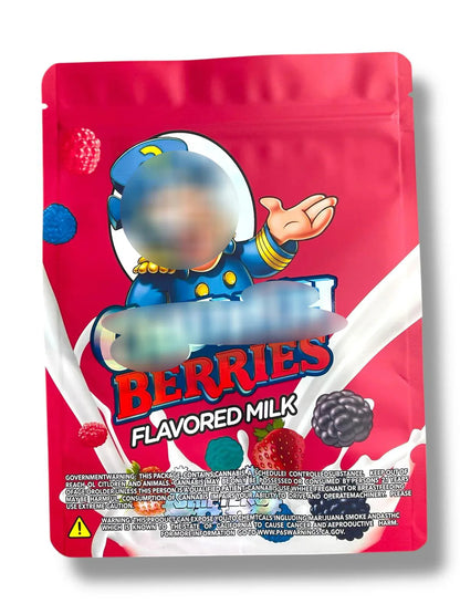 Berries Flavored Milk 1 OZ 28G empty Mylar bag 1 ounce (50 Count) Gear Shifters - Black Unicorn Hub