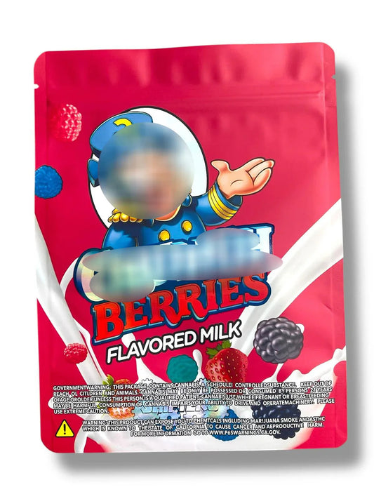 Berries Flavored Milk 1 OZ 28G empty Mylar bag 1 ounce (50 Count) Gear Shifters - Black Unicorn Hub