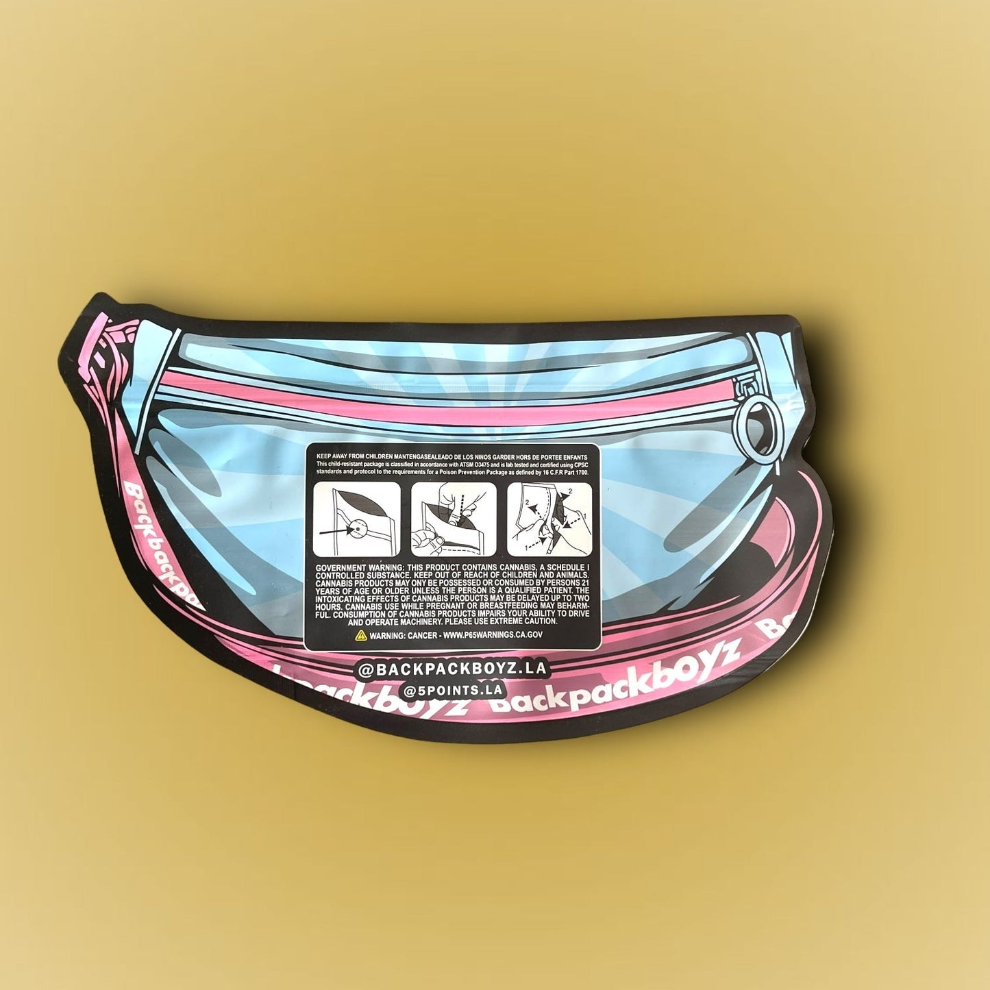 White Bubblegum Gelato 7 G Mylar Bags Backpack Boyz