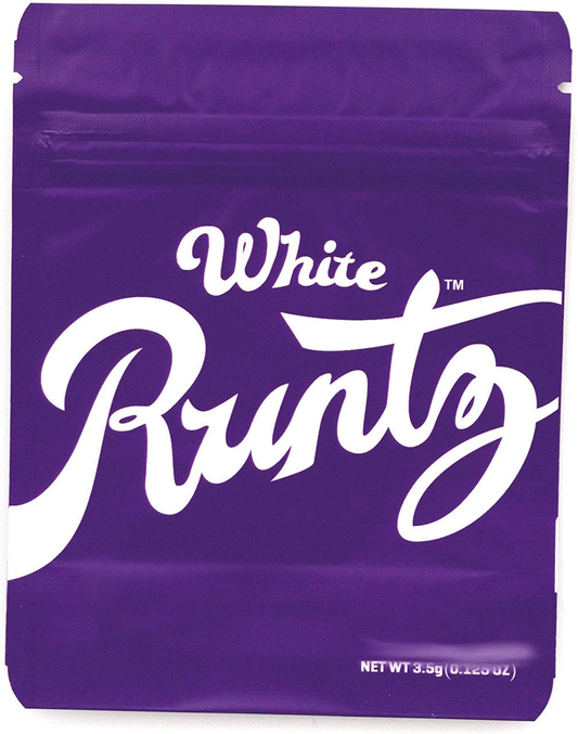 White by Purple Mylar Bags by 3.5 Grams Smell Proof