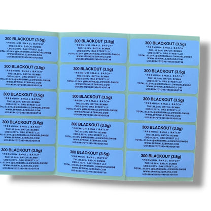 Sprinklez Zero 300 Blackout 3.5G Mylar sticker Bags -With stickers and label