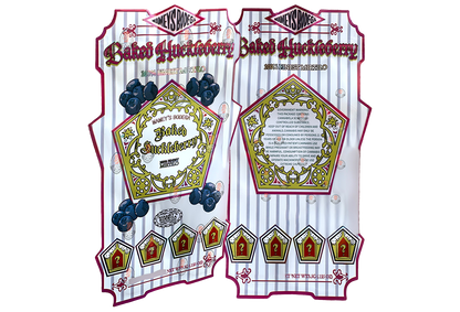 Mamey's Baked Huckleberry Bodega cut out Holographic Mylar zip lock bag 3.5G