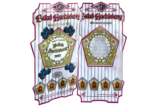 Mamey's Baked Huckleberry Bodega cut out Holographic Mylar zip lock bag 3.5G