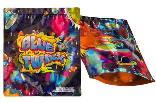 Blue Twix Mylar Bag (Large) 1 LBS - 16OZ (454g) Pound Bag Holographic - Black Unicorn Hub