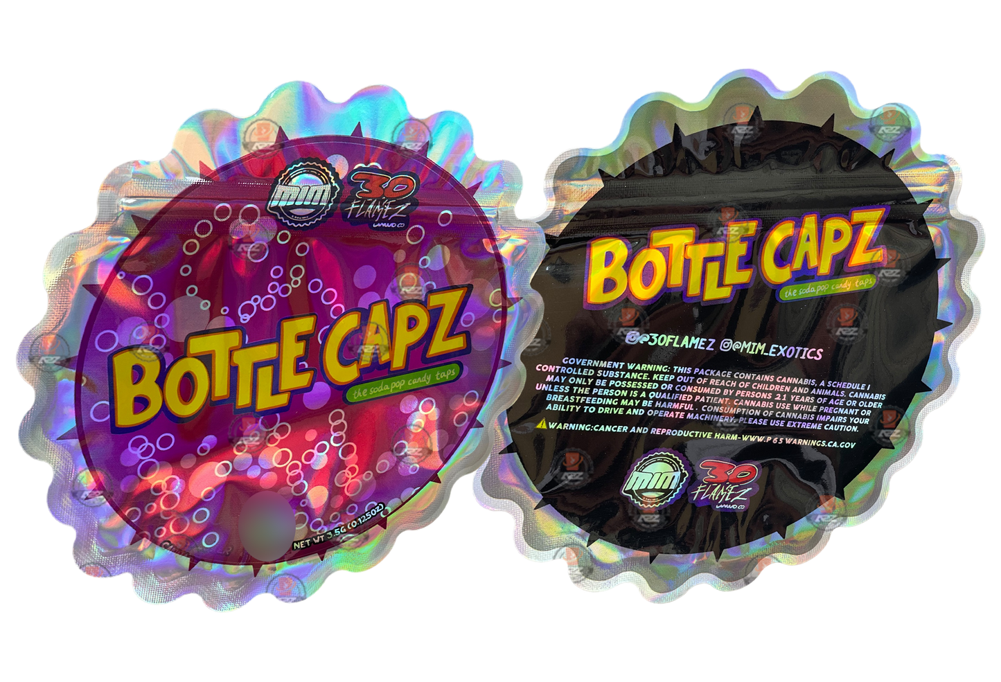 Bottle Capz Soda Pop Candy Taps 3.5g Cut Out Mylar Bag- Packaging Only