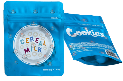 Cookies Cereal Milk Mylar Bags 3.5 Grams Smell Proof Resealable Bags w/ Holographic Authenticity Stickers