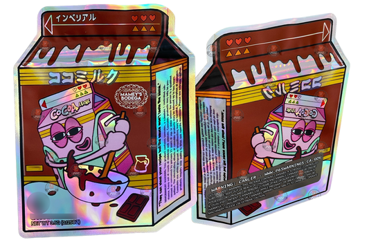 Mamey's Bodega Cocoa Leche cut out Mylar zip lock bag 3.5G Milk Cart