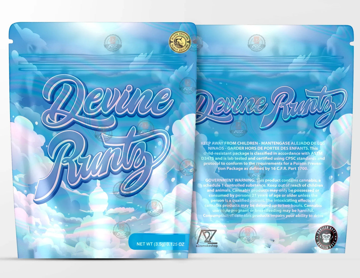 Devine Holographic Mylar bag 3.5g - Black Unicorn - Packaging only - Black Unicorn Hub