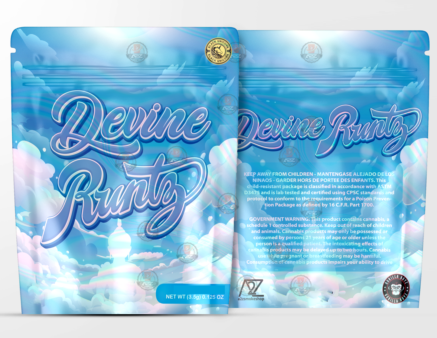 Devine Holographic Mylar bag 3.5g - Black Unicorn - Packaging only