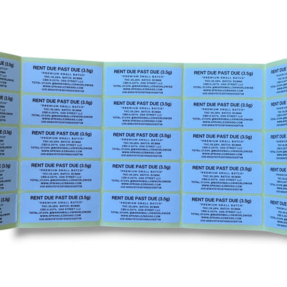 Sprinklez Torch World Rent Due 3.5G Mylar sticker Bags -With stickers and label