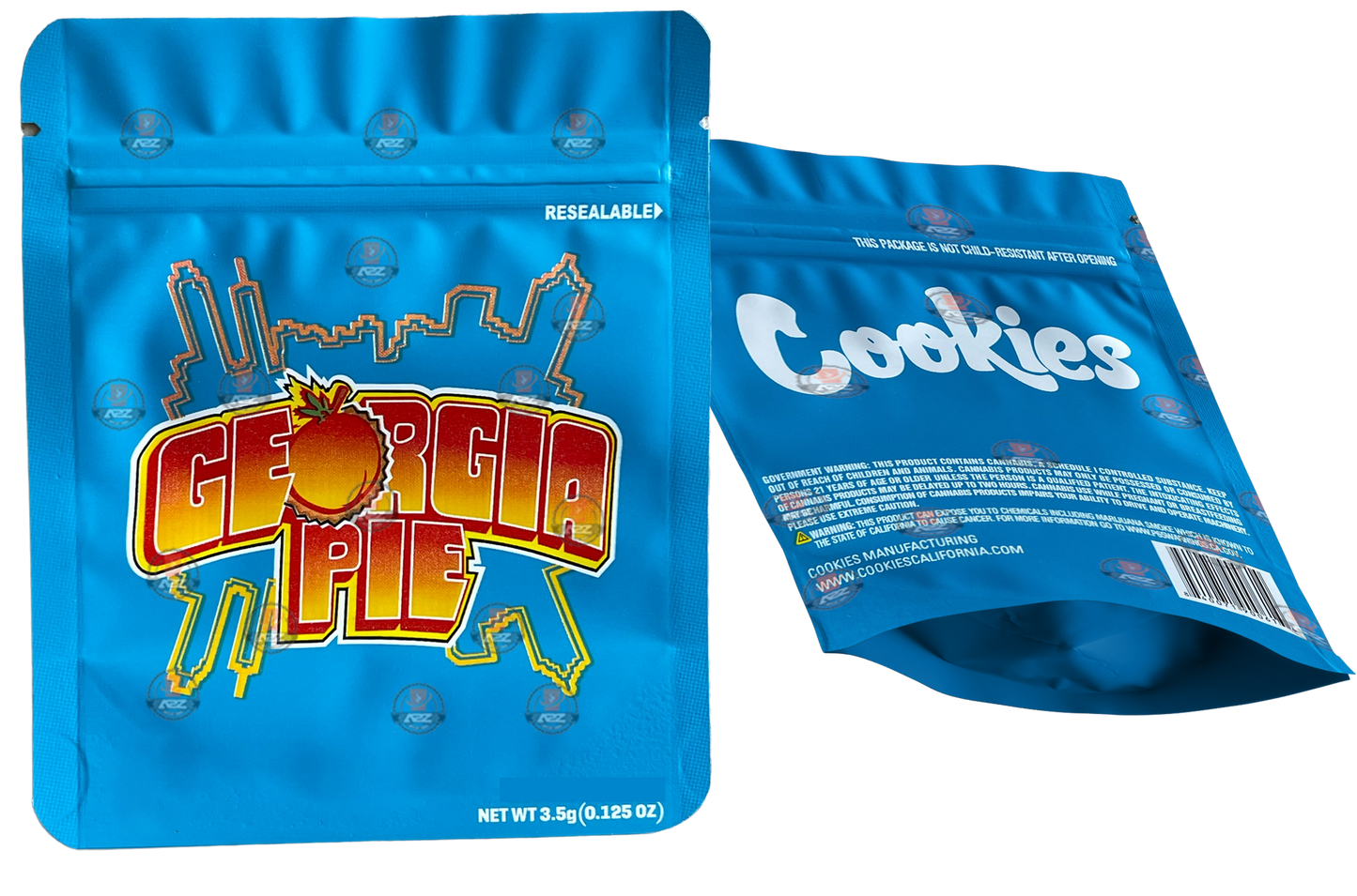 Cookies Georgia Pie Mylar Bags 3.5 Grams Smell Proof Resealable Bags