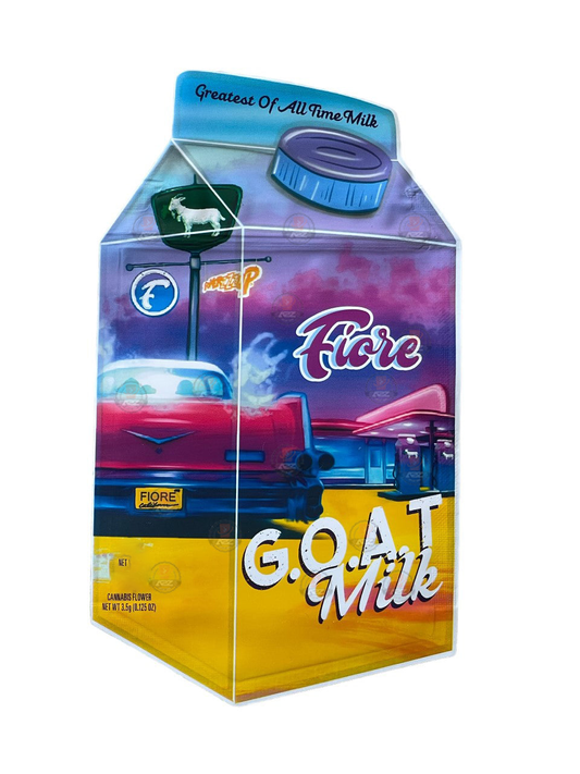 Goat Milk Mylar Bag  3.5g Fiore cut out Glossy