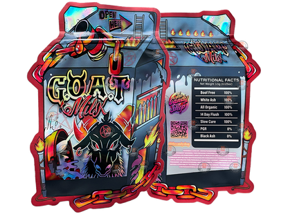 Goat Milk Mylar bag 3.5g cut out Empty Packaging- Holographic