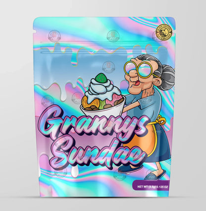 Granny's Sundae Holographic Mylar bag 3.5g - Black Unicorn - Packaging only - Black Unicorn Hub