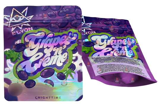 Grapes N Creme Mylar bag 3.5g Holographic Elyon