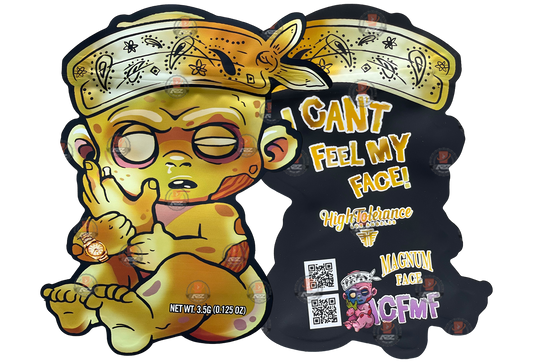 Life is Good Pack Baby I Can't Feel My Face Cut Out Mylar Bags 3.5g High Tolerance ICFMF