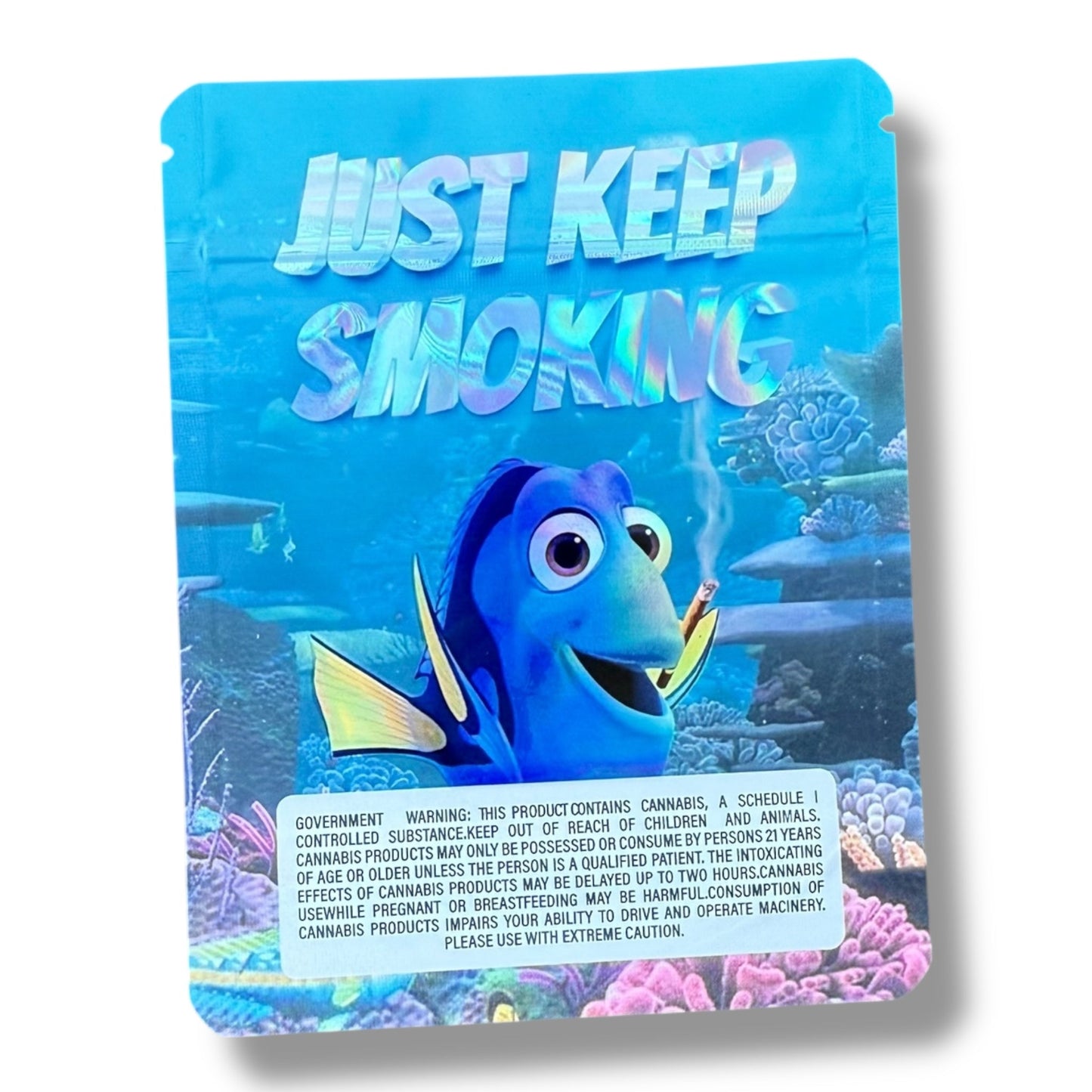Deep Fried Just Keep Smoking 3.5g Sticker Mylar Bag- Packaging Only