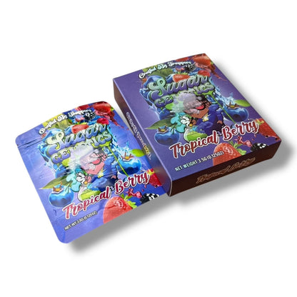 Sugar Genetics Tropical Berry Mylar Bags with Boxes 3.5g Box Packaging Crafted By Trappers