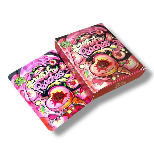 White Peaches Mylar Bags with Boxes 3.5g Box Packaging