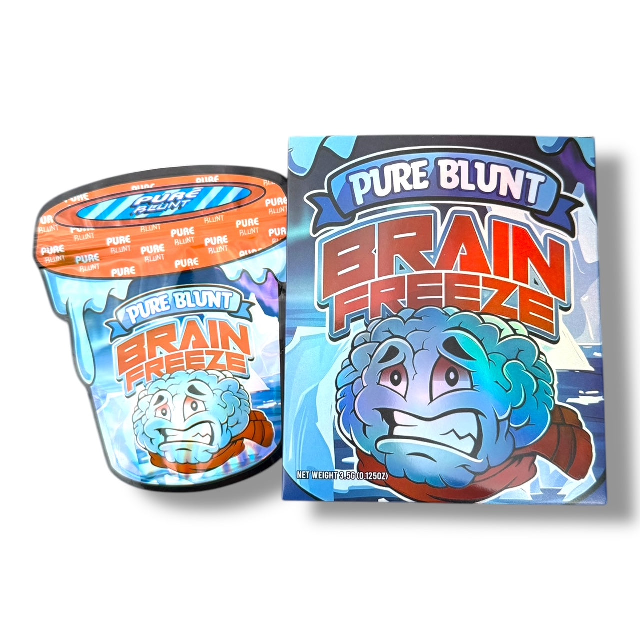 Pure Blunt Brain Freeze Mylar Bags with Boxes 3.5g Box Packaging