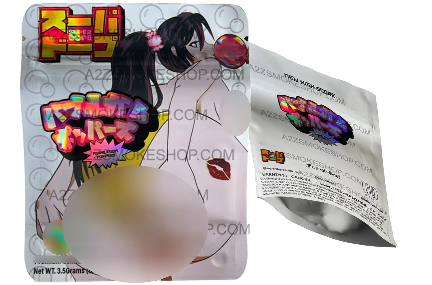 Bubblegum Popperz By Superdope X HI TECH X FEAR OF BOOF - Mylar Bags 3.5g Holographic - Black Unicorn Hub