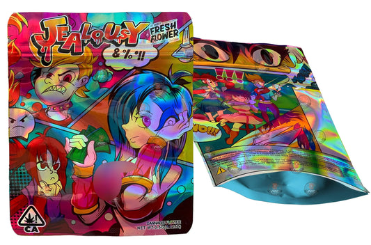 Jealousy 3.5g Mylar Bag- Fresh Flower Holographic Packaging Only - Black Unicorn Hub