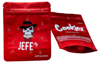 Cookies Jefe OG Mylar Bags 3.5 Grams Smell Proof Resealable Bags w/ Holographic Authenticity Stickers