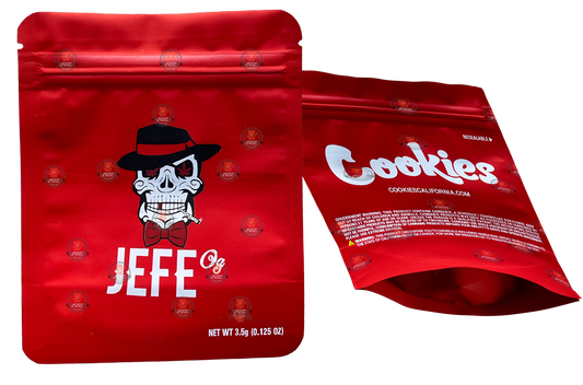 Cookies Jefe OG Mylar Bags 3.5 Grams Smell Proof Resealable Bags w/ Holographic Authenticity Stickers
