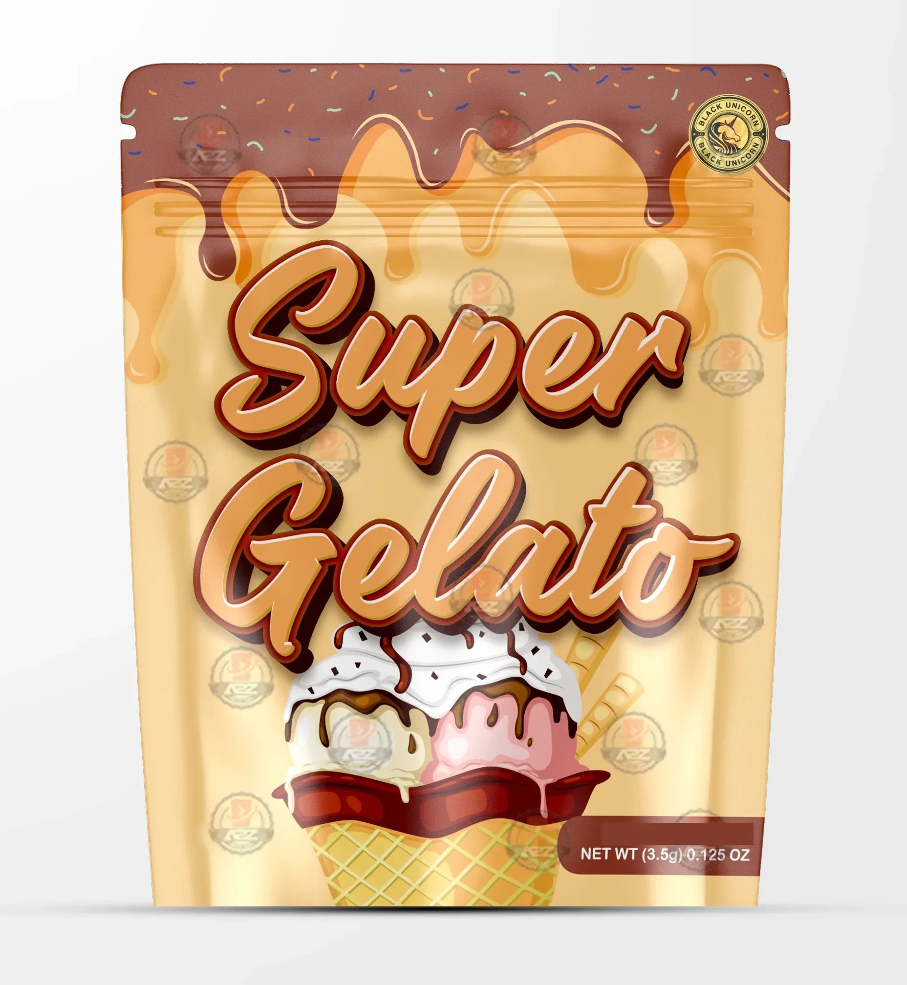 Super Gelato Holographic Mylar bag 3.5g - For Flower- Black Unicorn - Black Unicorn Hub