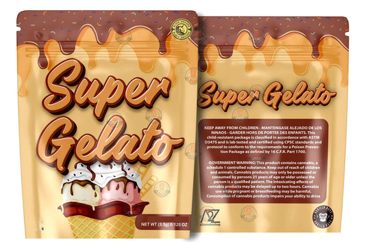 Super Gelato Holographic Mylar bag 3.5g - For Flower- Black Unicorn - Black Unicorn Hub