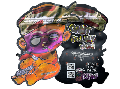 Dead Opps Pack Baby I Can't Feel My  Face Cut Out Mylar Bags 3.5g High Tolerance