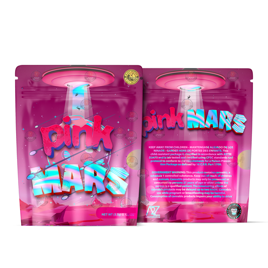Pink Mars Holographic Mylar bag 3.5g - For Flower- Black Unicorn