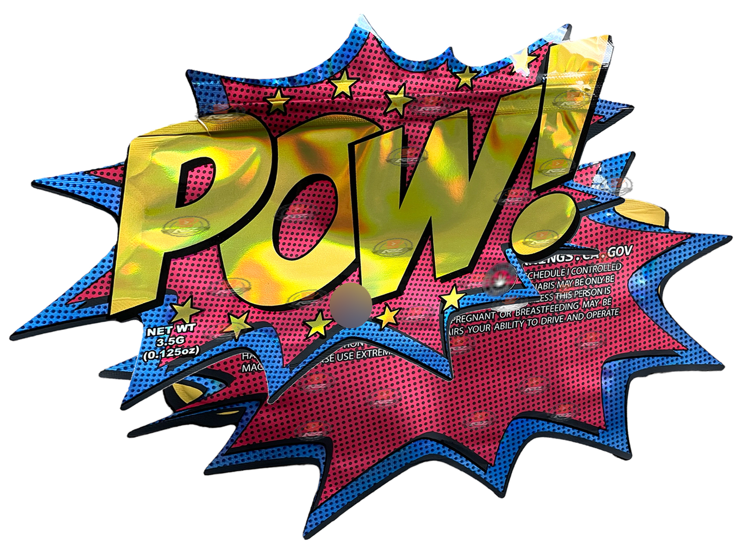 POW Lil Baby Cut Out Mylar Bags 3.5g Die Cut Holographic