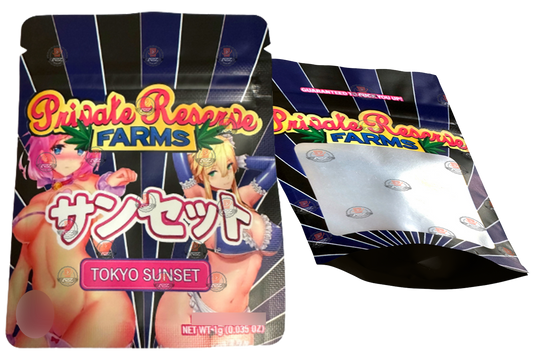 Private Reserve Tokyo Sunset 1 Gram Mylar bags with window - Packaging Only