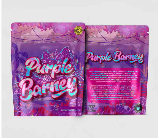 Purple Barney Holographic Mylar bag 3.5g - For Flower- Black Unicorn