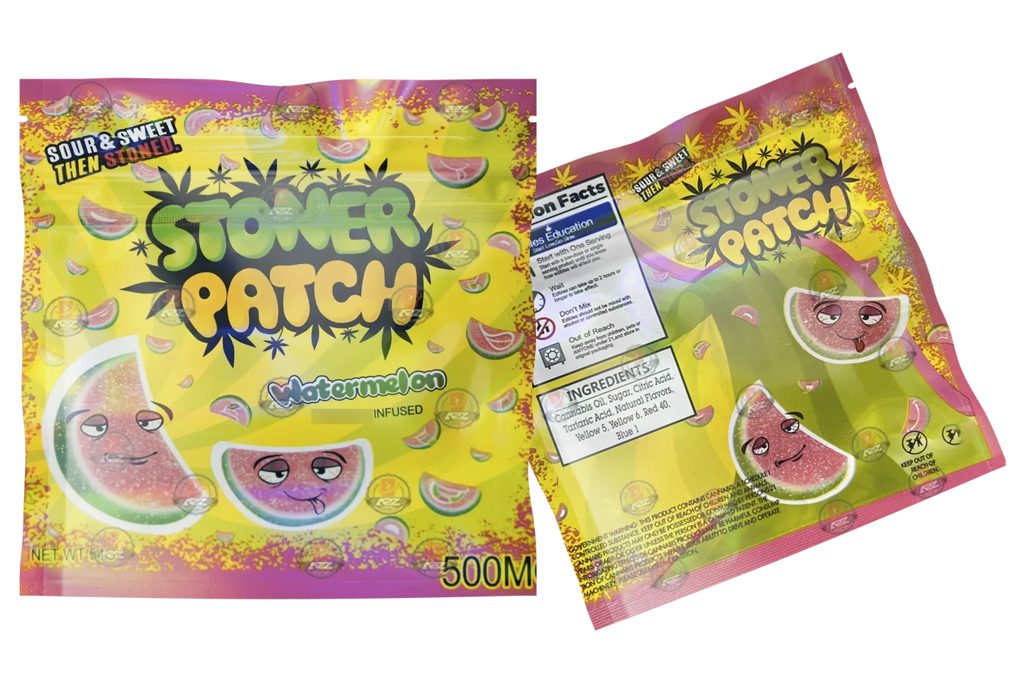 Stonner Patch Watermelon Gummies 500mg Mylar bags -PACKAGING ONLY - Black Unicorn Hub