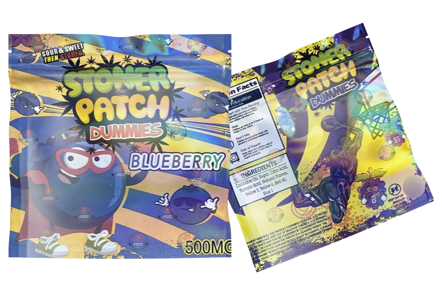 Stoner Patch Dummies Blueberry Gummies 500mg Mylar bags Packaging Only - Black Unicorn Hub
