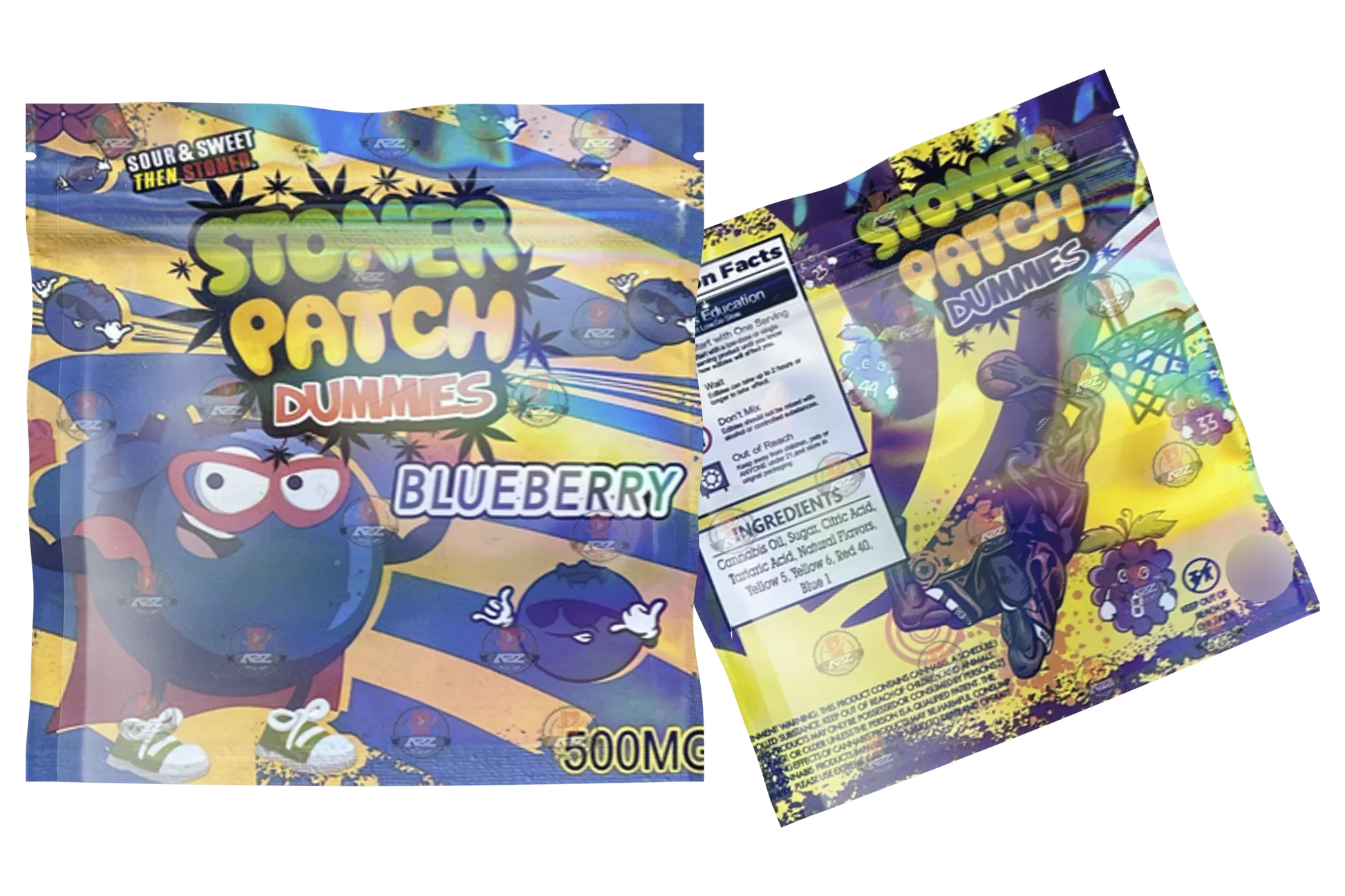 Stoner Patch Dummies Blueberry Gummies 500mg Mylar bags Packaging Only - Black Unicorn Hub
