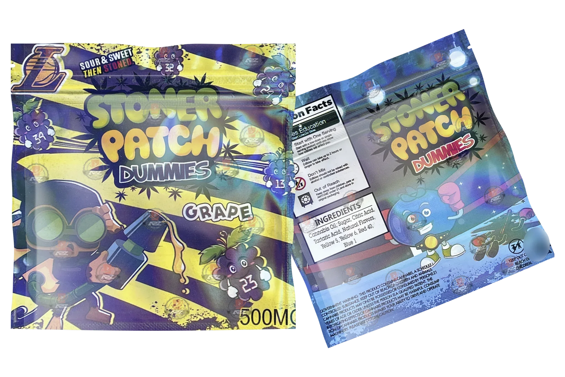 Stoner Patch Dummies Grape Gummies 500mg Mylar bags Packaging only - Black Unicorn Hub