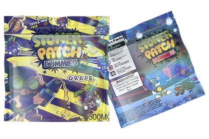 Stoner Patch Dummies Grape Gummies 500mg Mylar bags Packaging only - Black Unicorn Hub