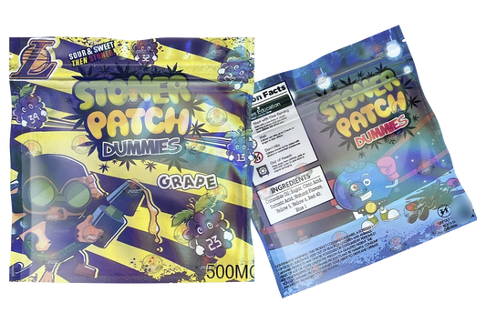 Stoner Patch Dummies Grape Gummies 500mg Mylar bags Packaging only - Black Unicorn Hub