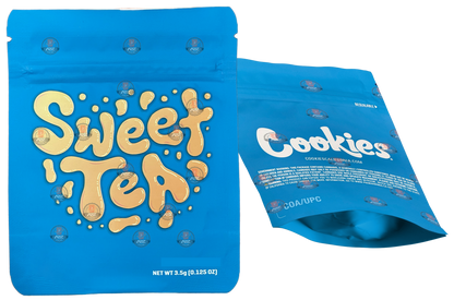 Cookies Sweet Tea Mylar Bags 3.5 Grams Smell Proof Resealable Bags w/ Holographic Authenticity Stickers