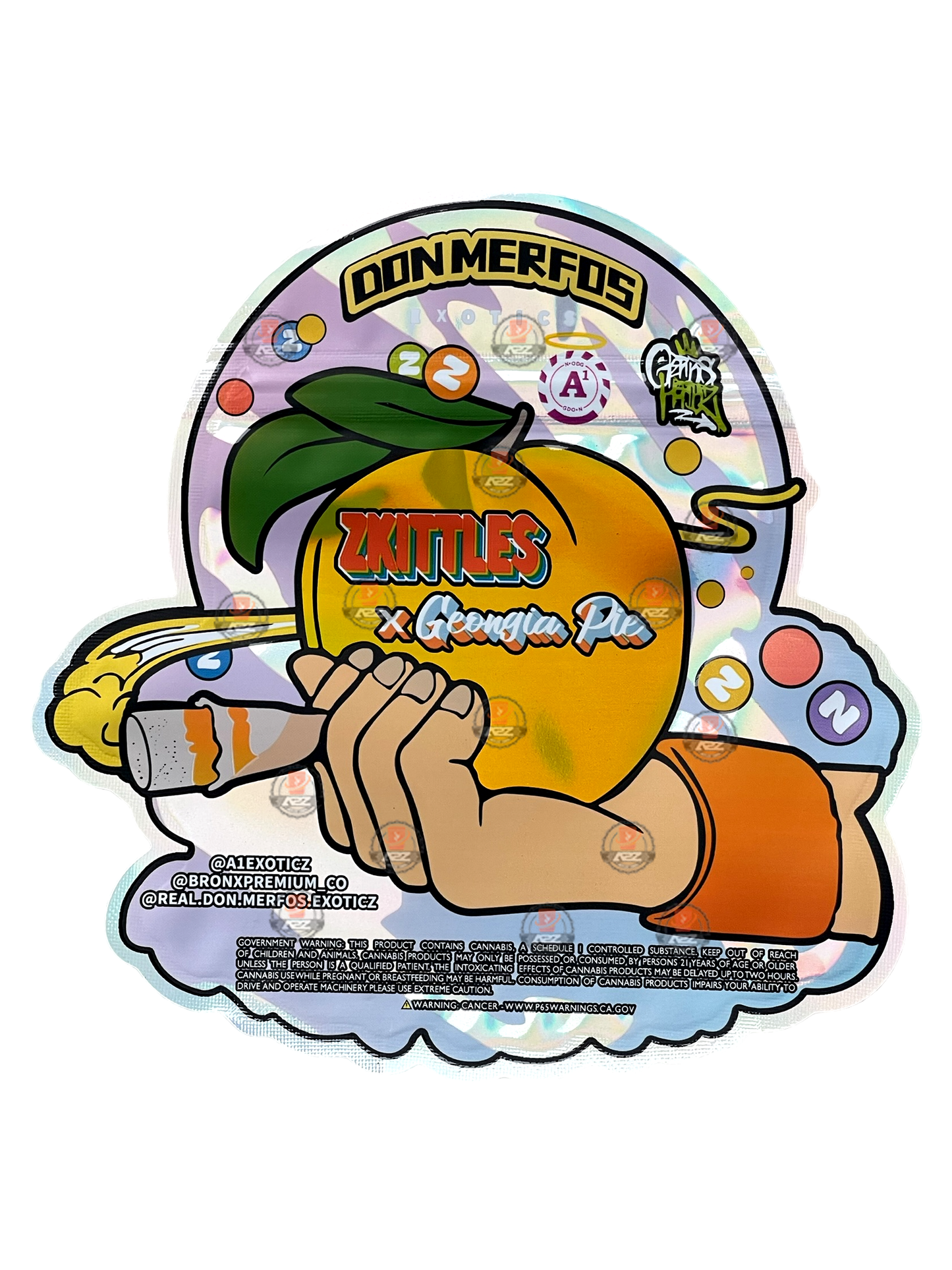 Don Merfos Duraznoz Ensenji 3.5G Mylar Bag - Cut out zip lock bag