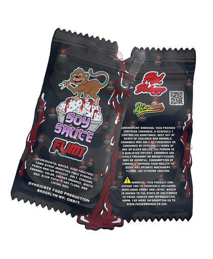 Fumi Soy Sauce cut out Mylar Bags 3.5g Die Cut Holographic