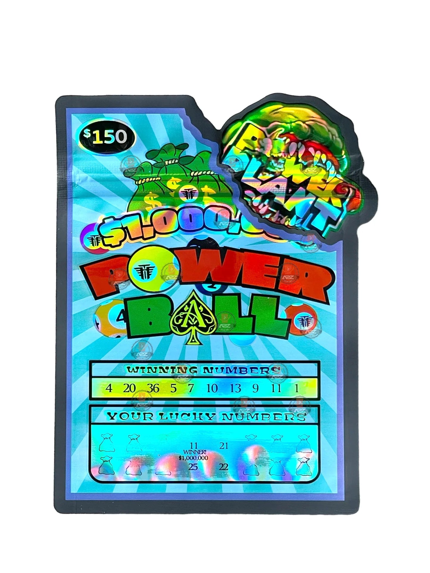Power Ball Cut Out Mylar Bags 3.5g Holographic - Black Unicorn Hub