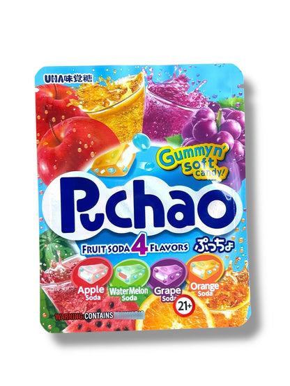 Puchao Fruit Soda 4 Flavors Edible Packaging 3.5g Mylar bags Gummy Soft Candy packaging only