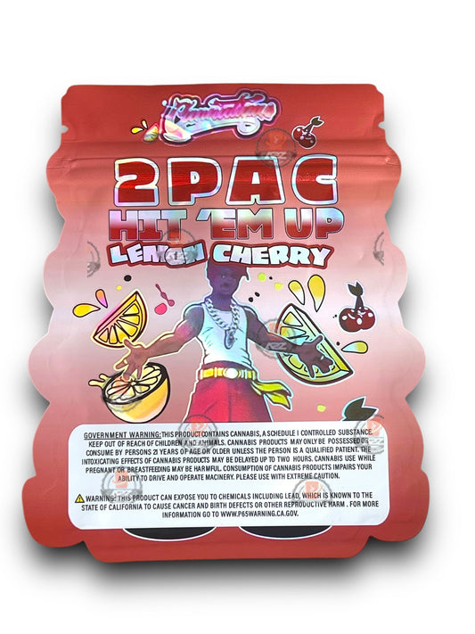 2 Pac Hit Em Up Lemon Cherry Mylar Bags 3.5g Bags only Tupac